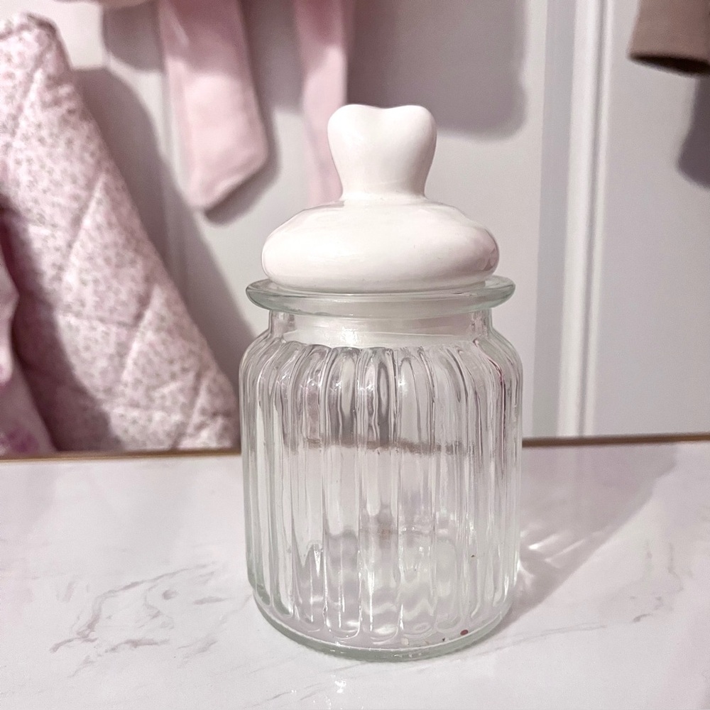 Valentines White Glass Jar